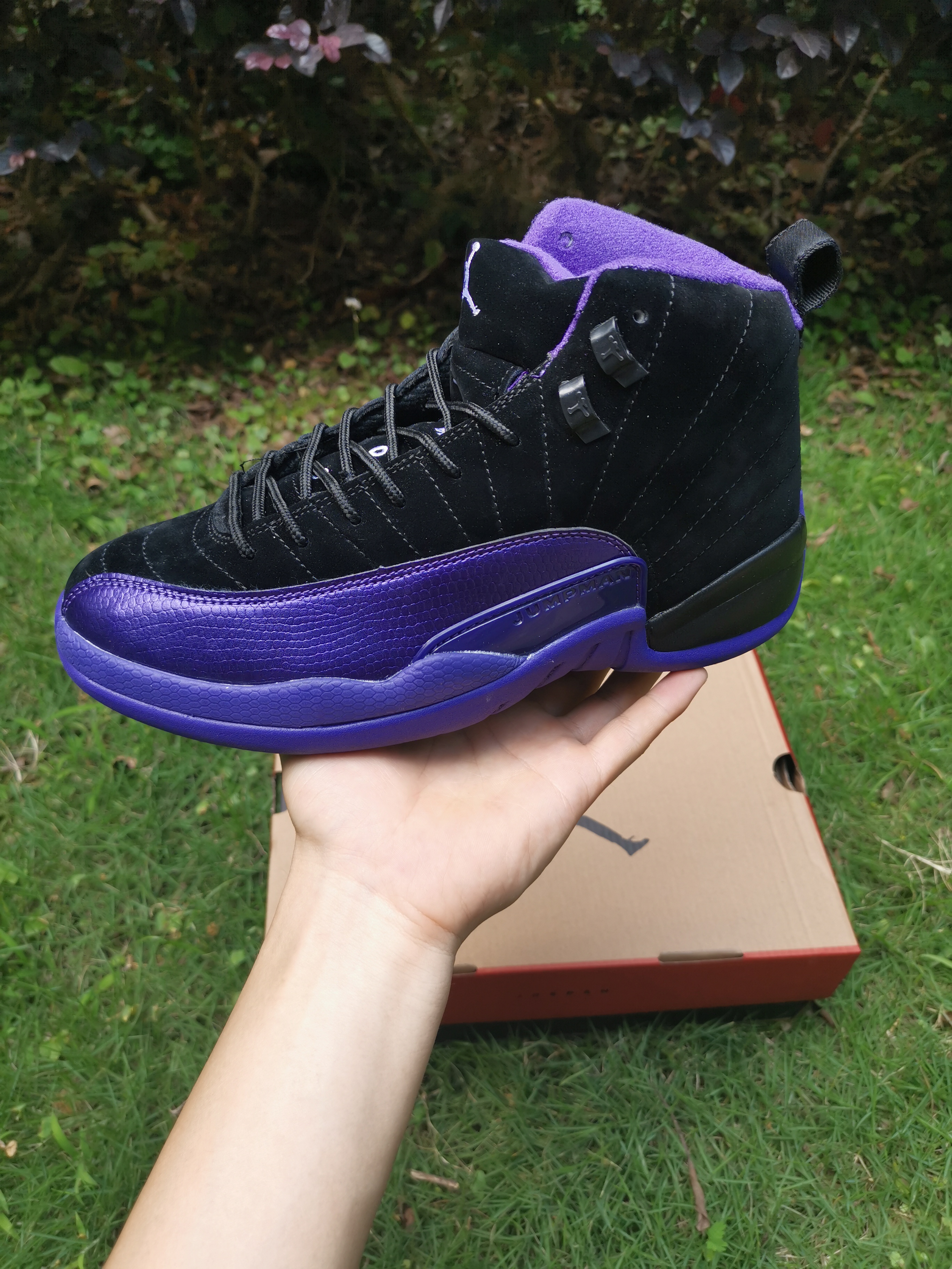 2020 Men Air Jordan 12 Black Purple Shoes